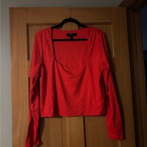 Forever 21 Red Cropped Long Sleeve Top